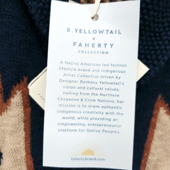 NWT FAHERTY Cardigan B. Yellowtail Wolf Mountain Southwestern Organic Cotton M L - Picture 7 of 9